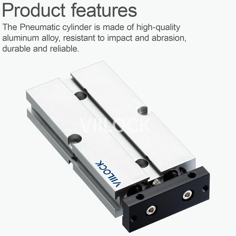 VIILOCK Pneumatic Air Cylinder 16mm Bore 50mm Stroke, Small Air Cylinder Double Rod Double Action TN16x50 - Image 2